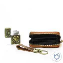 ست جاکارتی،جاسوئیچی چرم و فندک mk318