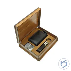 ست جاکارتی،جاسوئیچی چرم و فندک mk319