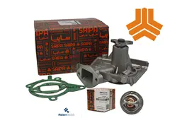 پک اقتصادی یک عدد واترپمپ با واشر و یک عدد ترموستات شرکتی پراید تیبا ساینا