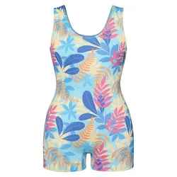 مایو زنانه فانتزی پا دار طرح برگ برند کولسی کد 306