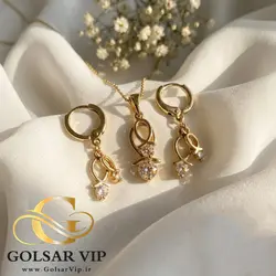 نیم ست گردنبند و گوشواره نگینی ژوپینگ اورجینال