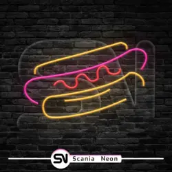 تابلو نئون هات داگ , تابلو نئون فست فود کد 014