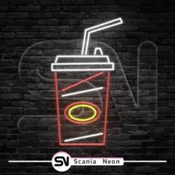 تابلو نئون لیوان نوشابه , تابلو نئون فست فود کد 004