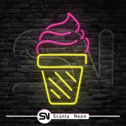 تابلو نئون بستنی قیفی مدل 6 , تابلو نئون بستنی و ابمیوه کد 015
