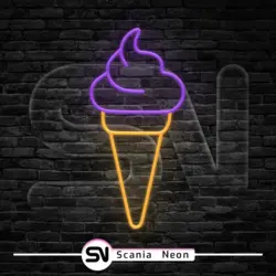 تابلو نئون بستنی قیفی مدل 5 , تابلو نئون بستنی و ابمیوه کد 014