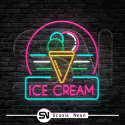 تابلو نئون بستنی توپی مدل 3 (ice cream) , تابلو نئون بستنی و ابمیوه کد 012