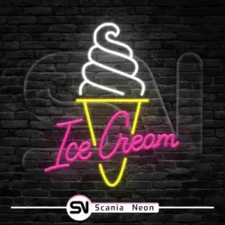 تابلو نئون بستنی قیفی مدل 2 (ice cream) , تابلو نئون بستنی و ابمیوه کد 006