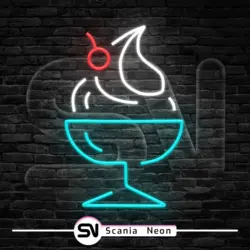 تابلو نئون بستنی لیوانی , تابلو نئون بستنی و ابمیوه کد 005