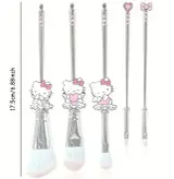 ست ۵ تکه براش آرایشی همراه کیف طرح هلو کیتی