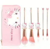 ست ۵ تکه براش آرایشی همراه کیف طرح هلو کیتی