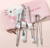 ست ۵ تکه براش آرایشی همراه کیف طرح هلو کیتی