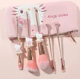 ست ۵ تکه براش آرایشی همراه کیف طرح هلو کیتی