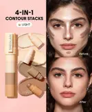 مداد صورت چندکاره ۴ رنگ کانتور، هایلایتر و پودر اسکلپینگ