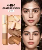 مداد صورت چندکاره ۴ رنگ کانتور، هایلایتر و پودر اسکلپینگ