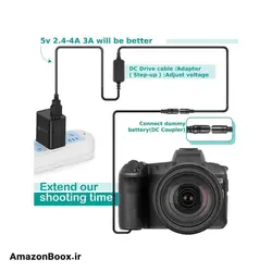کابل USB Raeisusp EP5A + آداپتور QC3.0 + باتری ساختگی EN-EL14 - فروشگاه آمازون باکس