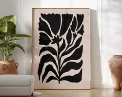 قیمت و خرید تابلو دکوراتیو مینیمال برگ سیاه | هنر مدرن در سادگی - ورسای دکور