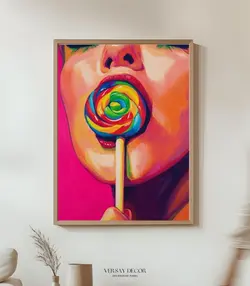 قیمت و خرید تابلو دکوراتیو فانتزی آبنبات رنگی | ترکیب هنر پاپ آرت و رنگ‌های زنده - ورسای دکور