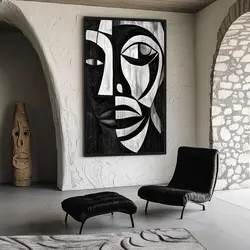 قیمت و خرید تابلو دکوراتیو چهره انتزاعی سیاه و سفید سه‌بعدی | اثر هنری مدرن و خاص - ورسای دکور