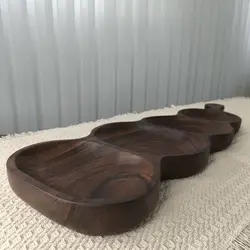 اردو خوری چوبی دفرمه چهار خانه، تقسیم چوبی دست ساز، ظرف پزیرایی و آجیل چوب گردو کد 162 - آکسایا چوب