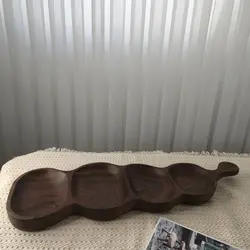 اردو خوری چوبی دفرمه چهار خانه، تقسیم چوبی دست ساز، ظرف پزیرایی و آجیل چوب گردو کد 162 - آکسایا چوب