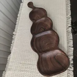 اردو خوری چوبی دفرمه چهار خانه، تقسیم چوبی دست ساز، ظرف پزیرایی و آجیل چوب گردو کد 162 - آکسایا چوب