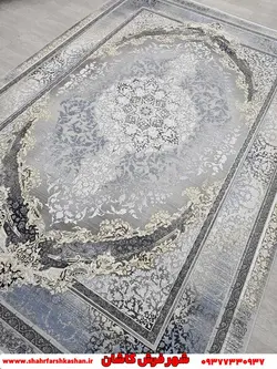 فرش وینتیج طوسی آبی ۱۲۰۰ شانه آنتوریوم | شهر فرش کاشان