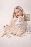 سرویس حوله پنج تیکه نوزاد برکه با طرح خرس کلاه دار سیسمونی مانی نی