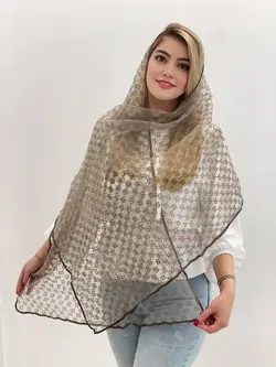 شال توری حریر مخمل کوب - ترکیبی از ظرافت و لوکس بودن در یک اکسسوری خاص