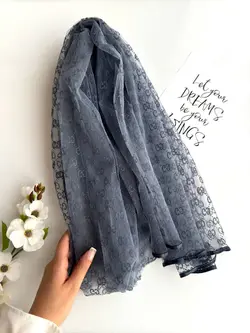 شال توری حریر مخمل کوب - ترکیبی از ظرافت و لوکس بودن در یک اکسسوری خاص