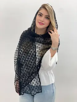 شال توری حریر مخمل کوب - ترکیبی از ظرافت و لوکس بودن در یک اکسسوری خاص