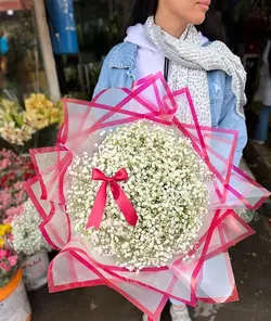 دسته گل ژیپسوفیلا صورتی فلوبار