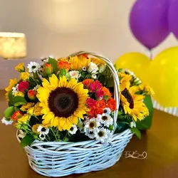 سبد گل آفتابگردون فلوبار