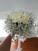 دسته گل عروس با لاله مصنوعی فلوبار