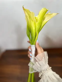 دسته گل شیپوری طبیعی سفید فلوبار