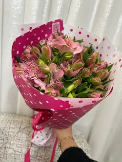 دسته گل آلسترومریا صورتی فلوبار