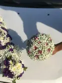 دسته گل عروس سفید و صورتی فلوبار