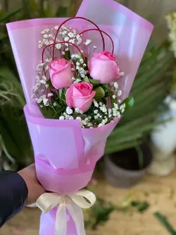 تک شاخه گل رز صورتی فلوبار