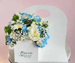 باکس گل و کیک تولد آبی فلوبار