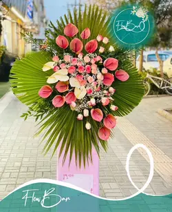 تاج گل یک طبقه تبریک و افتتاحیه فلوبار