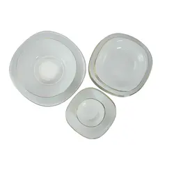سرویس غذا خوری آرکوپال 26 پارچه سفید دور طلا گلدن اوپال کارین (قالب مربع)