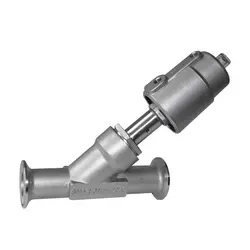 شیر انگل ولو (زاویه ای) کلمپی پنوماتیک استنلس استیل ۳۱۶ صنایع دارویی