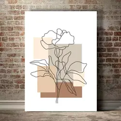 قیمت و خرید تابلو دکوراتیو گل و گیاه خطوط مینیمال سه تکه کد16101