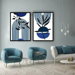 قیمت و خرید تابلو دکوراتیو مینیمال خطوط و برگ کد 1541