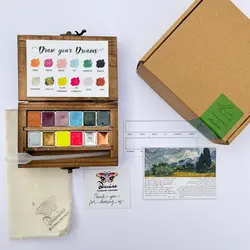 آبرنگ 12 رنگ متالیک دست‌ساز دانیس (جعبه سبز)