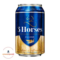 آبجو بدون الکل کله اسبی 3HORSES طعم کلاسیک 330 میل (محصول آلمان)