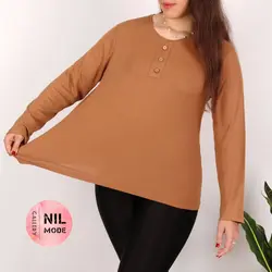 بلوز آستین بلند کبریتی برشکا یقه سه دکمه