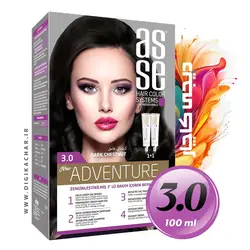 کیت رنگ موی بدون آمونیاک آسه ASSE شاه بلوط تیره شماره 3.0 حجم 50+50 میل