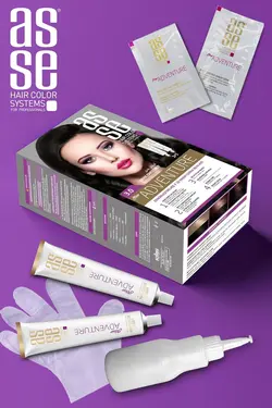 کیت رنگ موی بدون آمونیاک آسه ASSE شاه بلوط تیره شماره 3.0 حجم 50+50 میل
