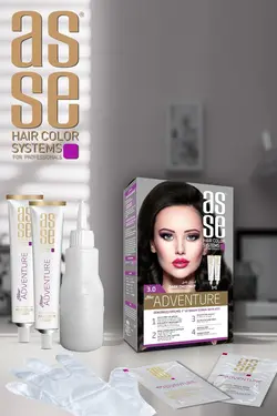کیت رنگ موی بدون آمونیاک آسه ASSE شاه بلوط تیره شماره 3.0 حجم 50+50 میل
