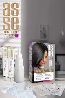 کیت رنگ موی بدون آمونیاک آسه ASSE شاه بلوط شماره 4.0 حجم 50+50 میل